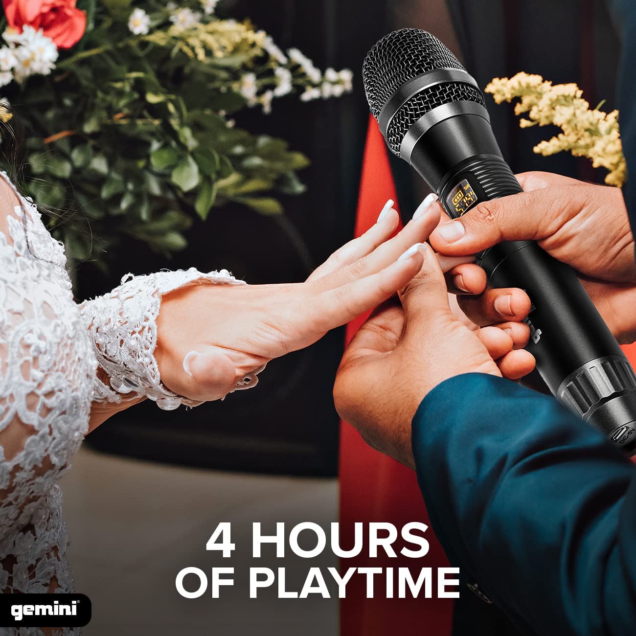 Gemini Sound GMU-M100 Professional Plug & Play Wireless Rechargeable UHF Handheld Microphone with Cordless Self Powered 1/4 Inch